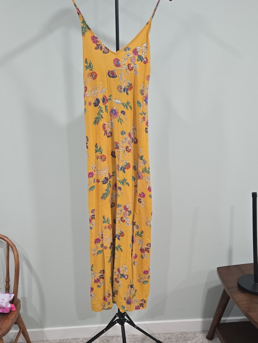 Old Navy Yellow Floral Spaghetti Strap Maxi Dress